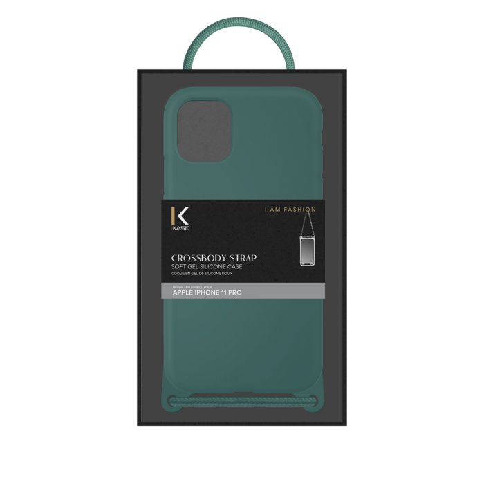 Coque en gel de silicone doux en bandouli&egrave;re pour Apple iPhone 11 Pro, Vert mousse