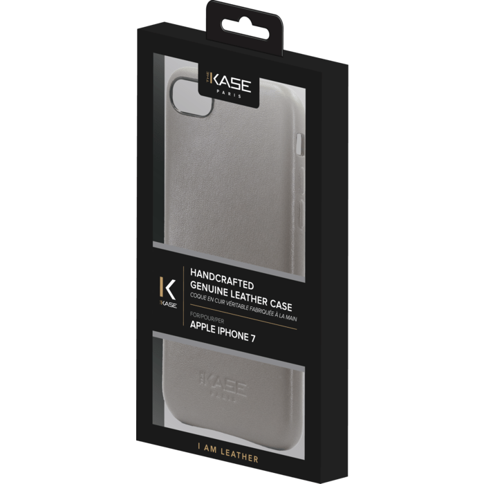 Coque en Cuir V&eacute;ritable Fabriqu&eacute;e &agrave; la Main&nbsp;pour Apple iPhone 7, Gris