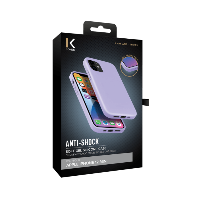 (O) Coque antichoc en gel de silicone doux pour Apple iPhone 12 mini, Violet Lilas