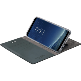 Diarycase Coque clapet en cuir v&eacute;ritable avec support aimant&eacute; pour Samsung Galaxy S9 , Noir L&eacute;zard