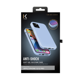 (O) Coque antichoc en gel de silicone doux pour Apple iPhone 12/12 Pro, Bleu Lilas