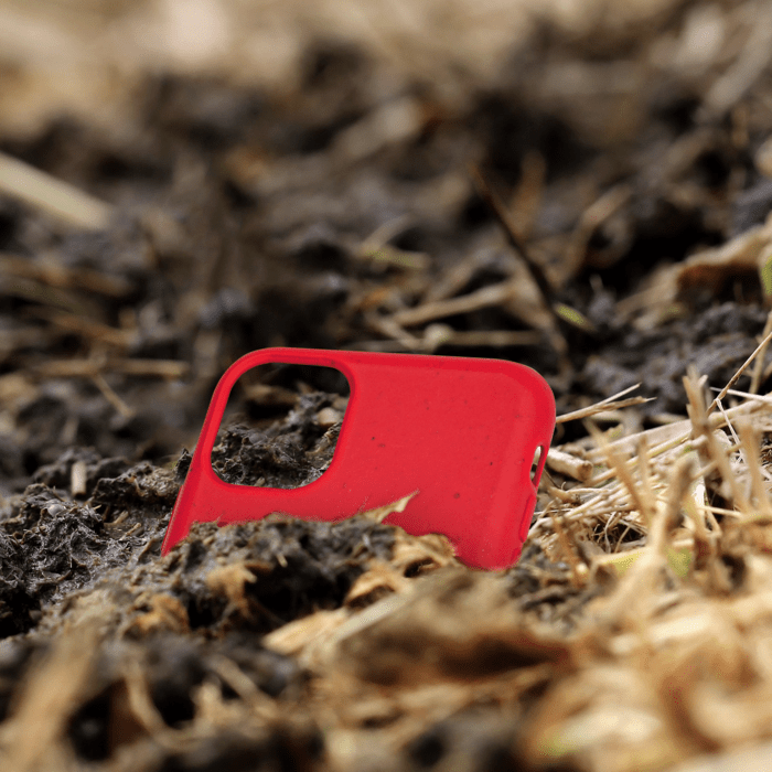 Coque antibact&eacute;rienne Vegan bio en bandouli&egrave;re pour Apple iPhone 11, Rouge &eacute;carlate