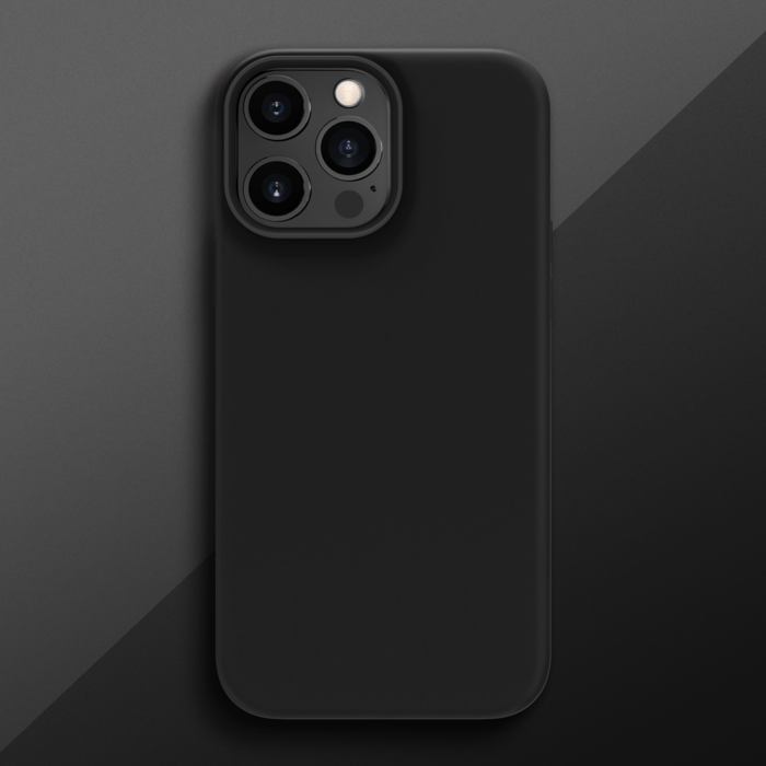 Coque antichoc en gel de silicone doux pour Apple iPhone 13 Pro Max, Noir satin