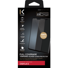 Case Full Coverage Tempered Glass Screen Protector for OnePlus 6, Black