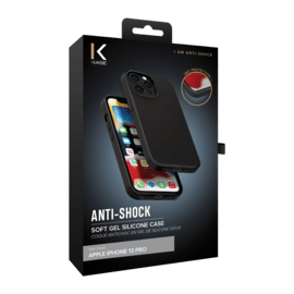 Coque antichoc en gel de silicone doux pour Apple iPhone 13 Pro, Noir satin