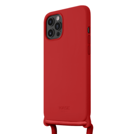 Coque en gel de silicone doux en bandouli&egrave;re pour Apple iPhone 12 Pro Max, Rouge Ardent