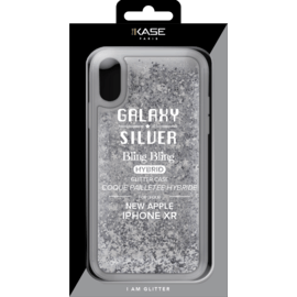 Bling Bling Coque paillet&eacute;e hybride pour Apple iPhone XR, Argent Galaxie