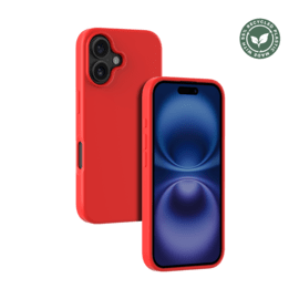 Coque antichoc en gel de silicone doux pour 55% de plastique recycl&eacute; Apple iPhone 16, Rouge Ardent