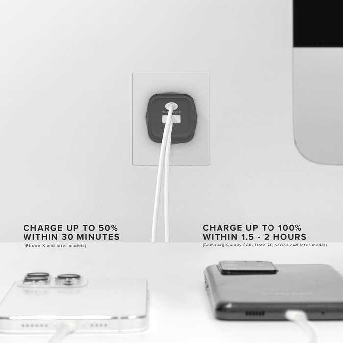 Chargeur Mural Double Port Supreme Power GaN Fabriqué Avec du 100% Plastique Recyclé - 33 W (PPS), Noir