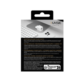 Chargeur Mural Double Port Supreme PowerLite GaN Fabriqué Avec du 100% Plastique Recyclé - 25W (PPS), Blanc