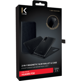 Etui et Coque slim magnétique 2-en-1 GEN 2.0 pour Huawei P30, Noir