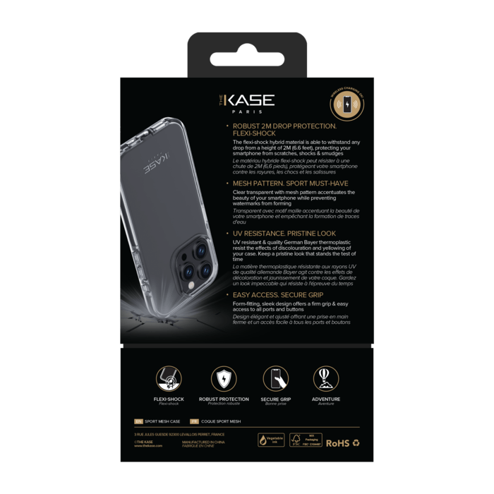 Coque Sport mesh pour Apple iPhone 15 Pro, Noir de jais