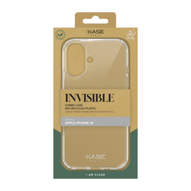 Coque hybride invisible fabriqu&eacute;e &agrave; 83 % de plastique recycl&eacute; pour Apple iPhone 16, transparente