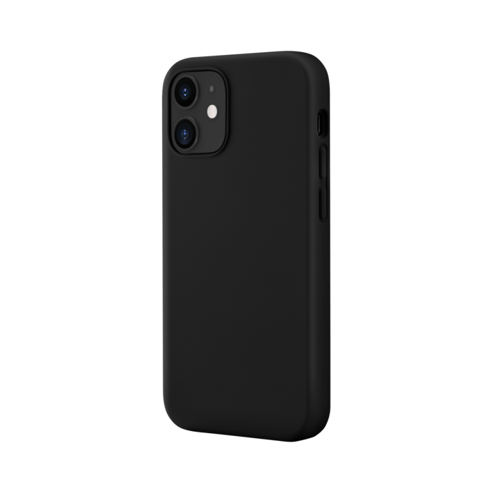 (O) Coque antichoc en gel de silicone doux pour Apple iPhone 12 mini, Noir satin