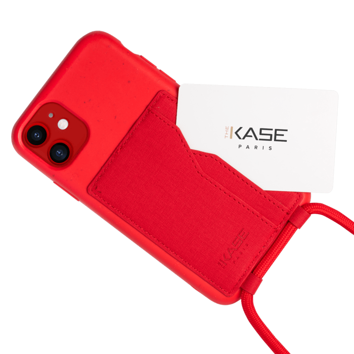 Coque antibactérienne Vegan bio en bandoulière pour Apple iPhone 11, Rouge écarlate