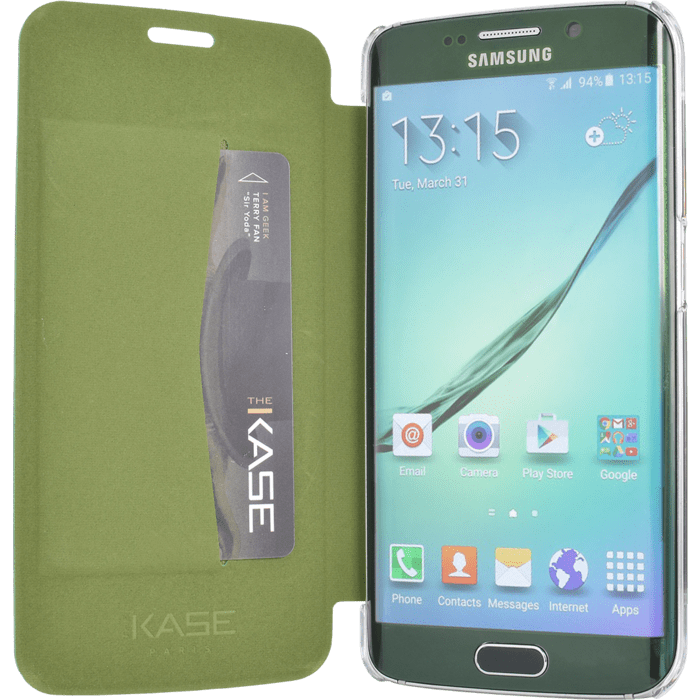 Coque clapet transparent pour Samsung Galaxy S6 Edge, Vert Émeraude