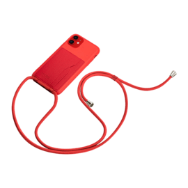 Coque antibact&eacute;rienne Vegan bio en bandouli&egrave;re pour Apple iPhone 11, Rouge &eacute;carlate