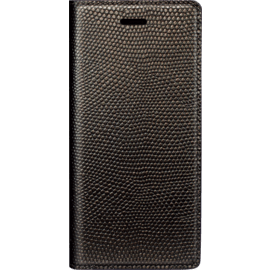 Diarycase Coque clapet en cuir v&eacute;ritable avec support aimant&eacute; pour Apple iPhone 7/8/SE 2020/SE 2022, Brun dor&eacute; L&eacute;zard