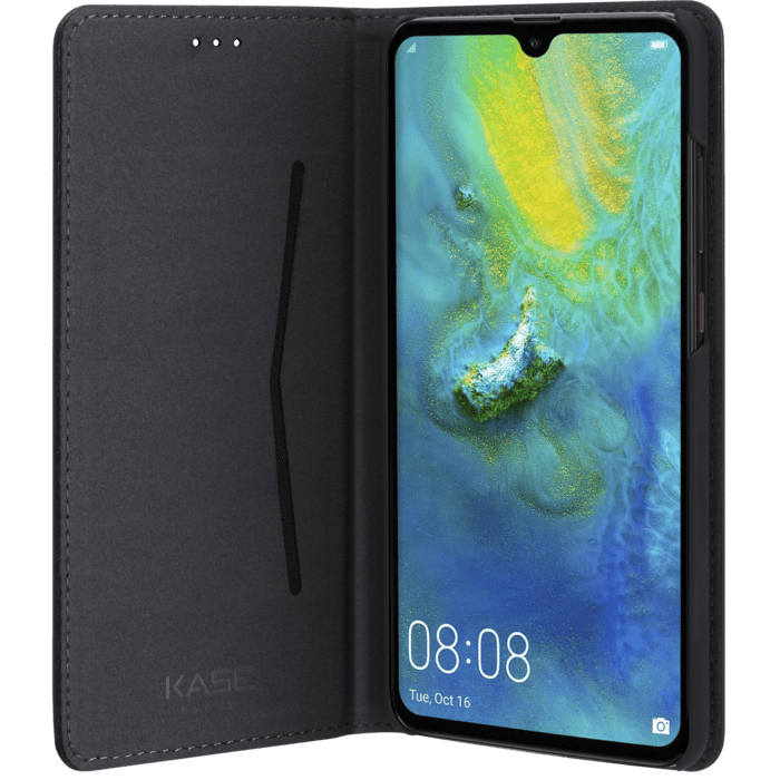 Coque clapet folio avec fente pour cartes & support pour Huawei Mate 20, Noir