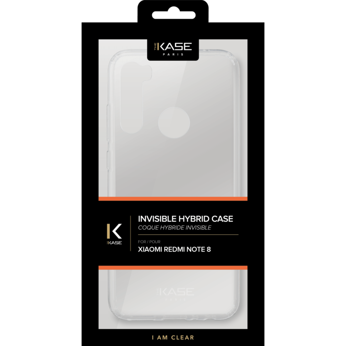 Coque hybride invisible pour Xiaomi Redmi Note 8, Transparente