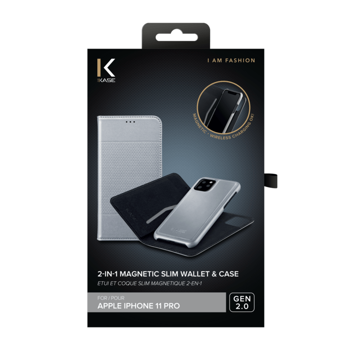 2-in-1 GEN 2.0 Magnetic Slim Wallet & Case for Apple iPhone 11 Pro, Silver