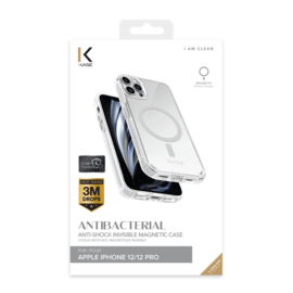 Coque antibact&eacute;rienne antichoc magn&eacute;tique invisible pour Apple iPhone 12 mini, Transparente