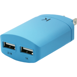 Chargeur Universel Double USB (US) 3.1A, Bleu ciel