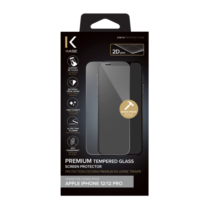 Premium Tempered Glass Screen Protector for Apple iPhone 12/12 Pro, Transparent