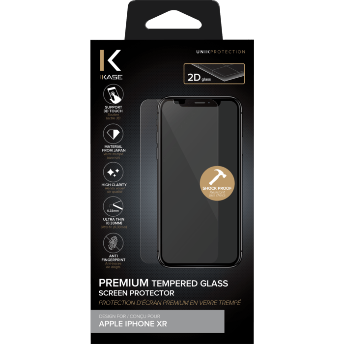 Protection d'écran premium en verre trempé pour Apple iPhone XR, Transparent