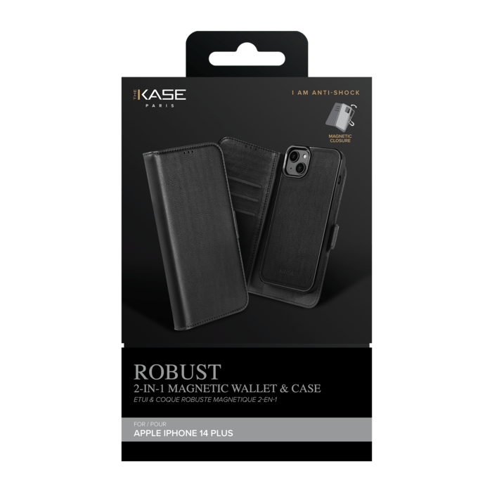 Etui & Coque robuste magn&eacute;tique 2-en-1 pour Apple iPhone 14 Plus, Noir Onyx