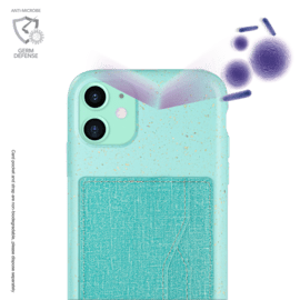 Coque antibact&eacute;rienne Vegan bio en bandouli&egrave;re pour Apple iPhone 11, Vert brumeux