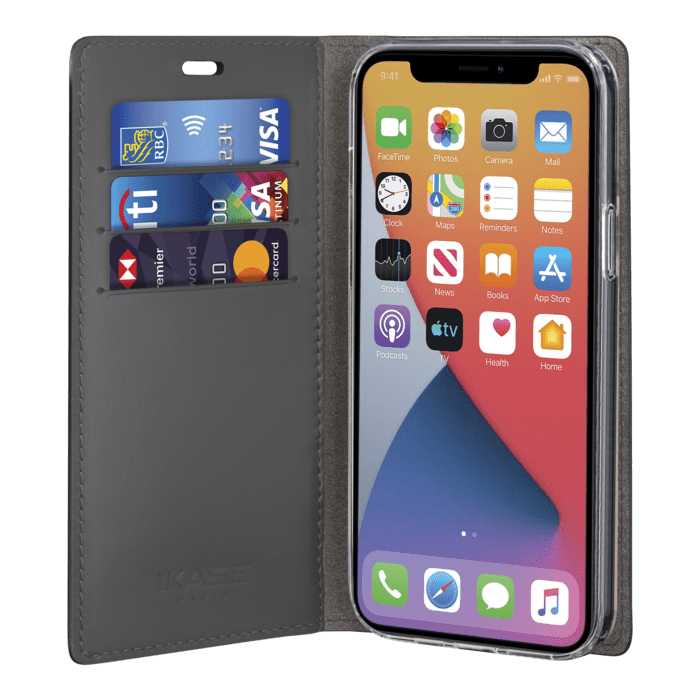 Diarycase 2.0 Coque clapet en cuir v&eacute;ritable avec support aimant&eacute; pour Apple iPhone 12/12 Pro, Violet Lilas