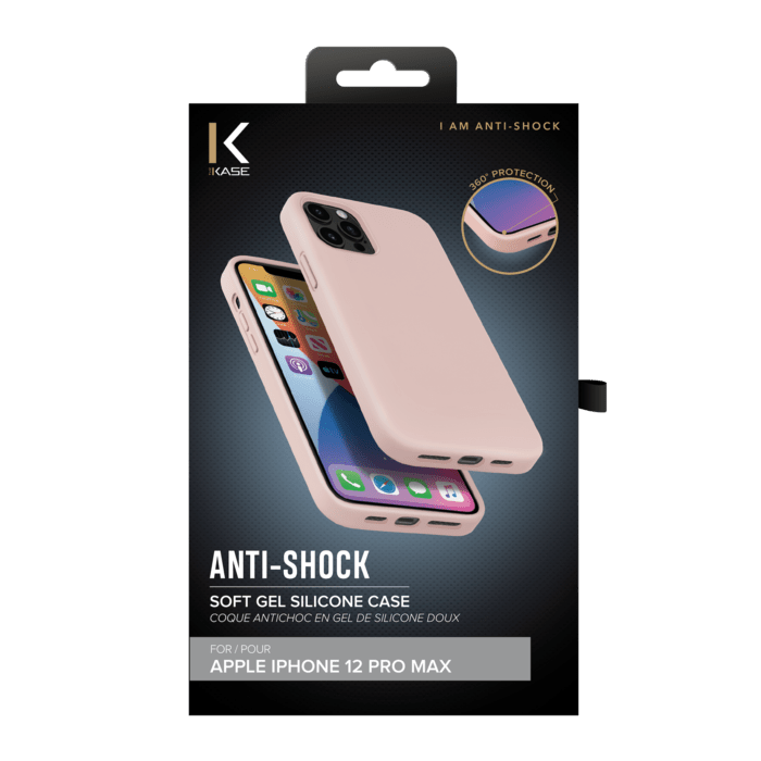 Coque antichoc en gel de silicone doux pour Apple iPhone 12 Pro Max, Rose Sable