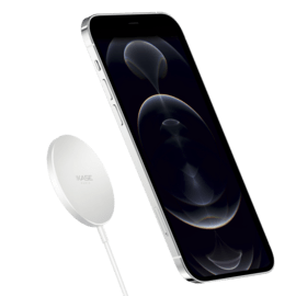 Chargeur sans fil rapide magn&eacute;tique (15W), Blanc argent