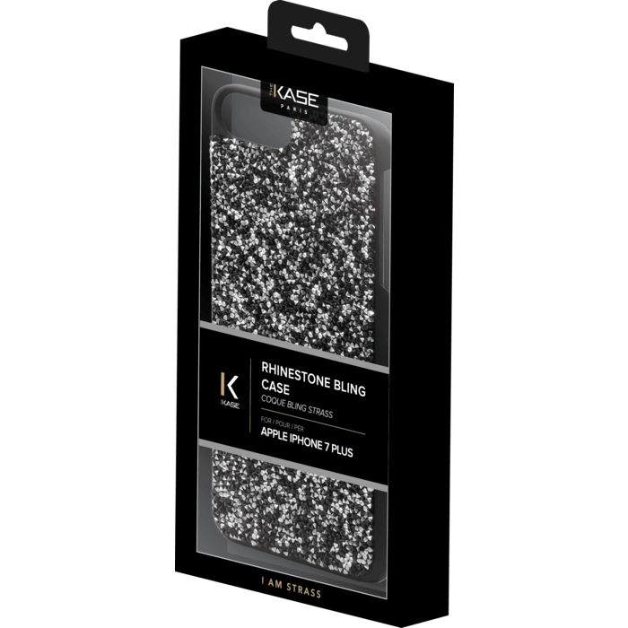 &Eacute;tui en strass Bling pour Apple iPhone 6 Plus / 6s Plus / 7 Plus / 8 Plus, Midnight Black & Silver