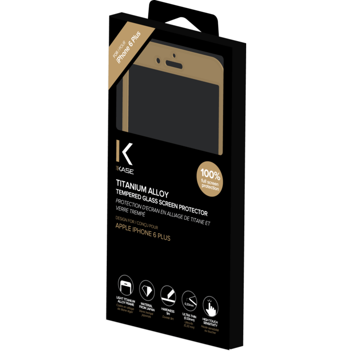 Protection d'&eacute;cran en Alliage de Titane et verre tremp&eacute; pour Apple iPhone 6 Plus/6s Plus, Or