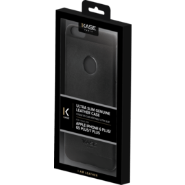 Coque en cuir véritable ultra slim pour Apple iPhone 6 Plus/6s Plus/7 Plus, Noir Satin