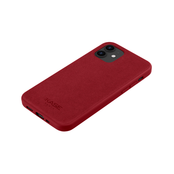 Coque en Suède Alcantara pour Apple iPhone 12 mini, Rouge rubis
