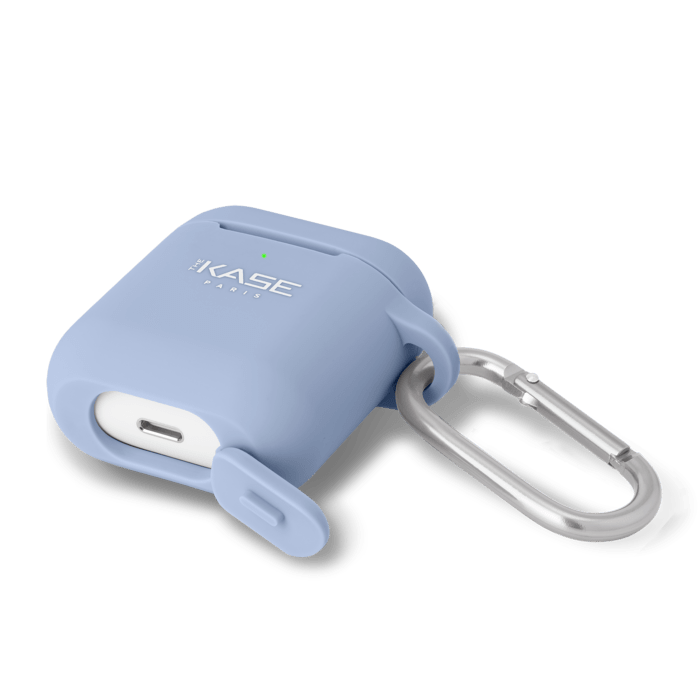 Custodia in silicone Soft Gel per Apple AirPods compatibile con ricarica wireless, Lilac Blue