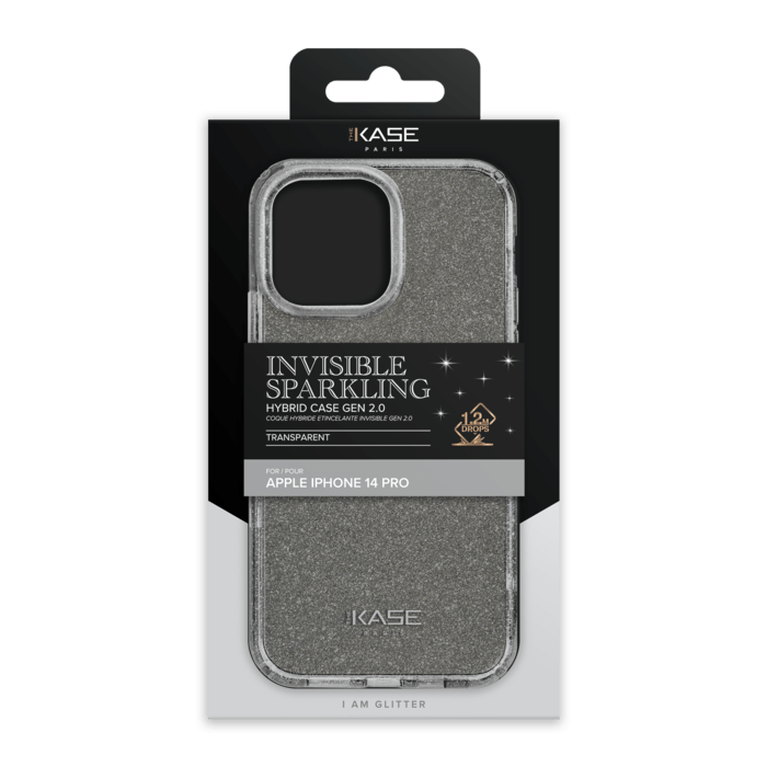 Coque hybride &eacute;tincelante invisible GEN 2.0 pour iPhone Apple iPhone 14 Pro, Transparente