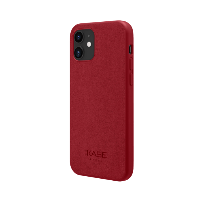 Coque en Su&egrave;de Alcantara pour Apple iPhone 12 mini, Rouge rubis