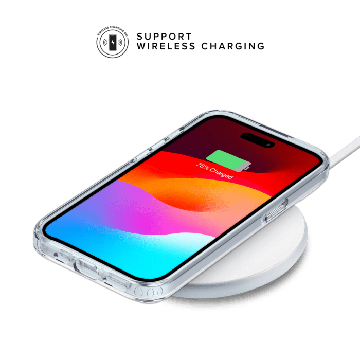 Coque hybride invisible fabriqu&eacute;e &agrave; 83 % de plastique recycl&eacute; pour Apple iPhone 15, transparente