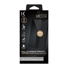 Protection d'&eacute;cran Priv&eacute;e en verre tremp&eacute; (100% de surface couverte) pour Apple iPhone 13 Pro Max/ 14 Plus, Noir