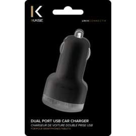 Chargeur de voiture double prise USB, Noir