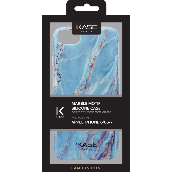 Coque en silicone effet marbr&eacute; pour Apple iPhone 6/6s/7/8/SE 2020, bleu granite