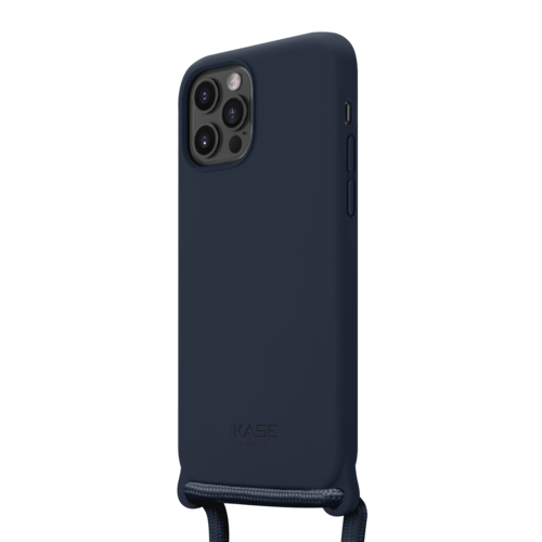 Case Coque en gel de silicone doux en bandouli&egrave;re pour Apple iPhone 12/12 Pro, Bleu Oxford