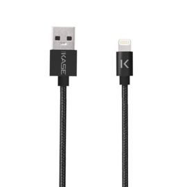 Apple MFi certified Metallic braided Lightning® to USB Charge/Sync cable (2M), Black