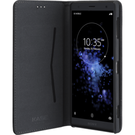 Coque clapet folio avec fente pour cartes & support pour Sony Xperia XZ2, Noir