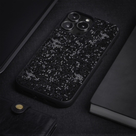 Coque Bling Strass pour Apple iPhone 14 Pro Max, Minuit Noir