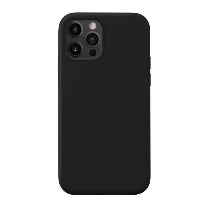 (O) Coque antichoc en gel de silicone doux pour Apple iPhone 12 Pro Max, Noir Satin